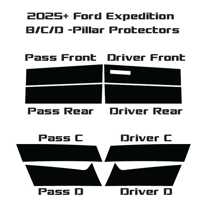 2025 Ford Expedition | 8 Piece (B and C Pillars) | Gloss Black PPF | Pillar Protector Kit