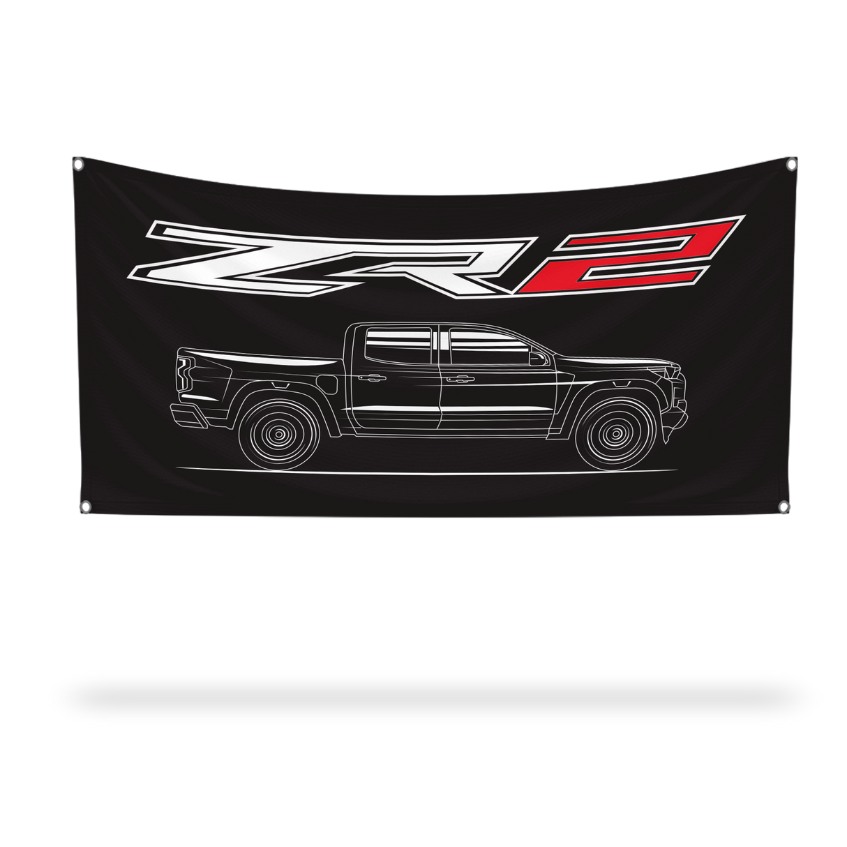 Chevrolet Colorado | ZR2 - White Profile on Black | Vinyl Banner | Multiple Sizes | Hemmed and Grommeted
