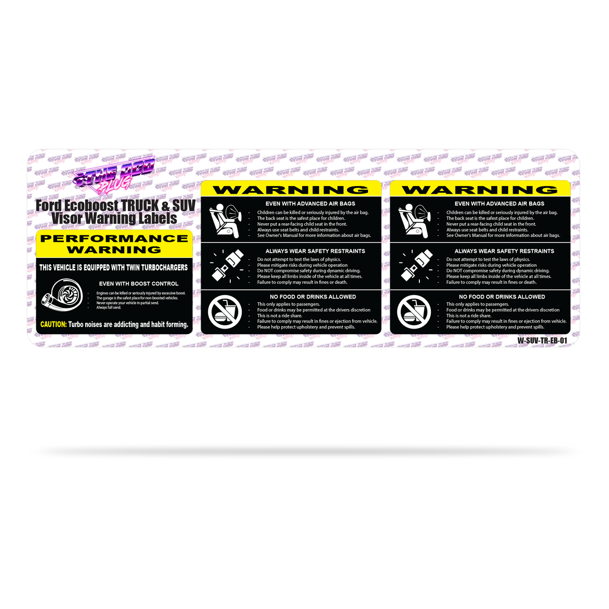 Ford Truck and SUV Ecoboost | 3 Piece | Visor Warning Overlay