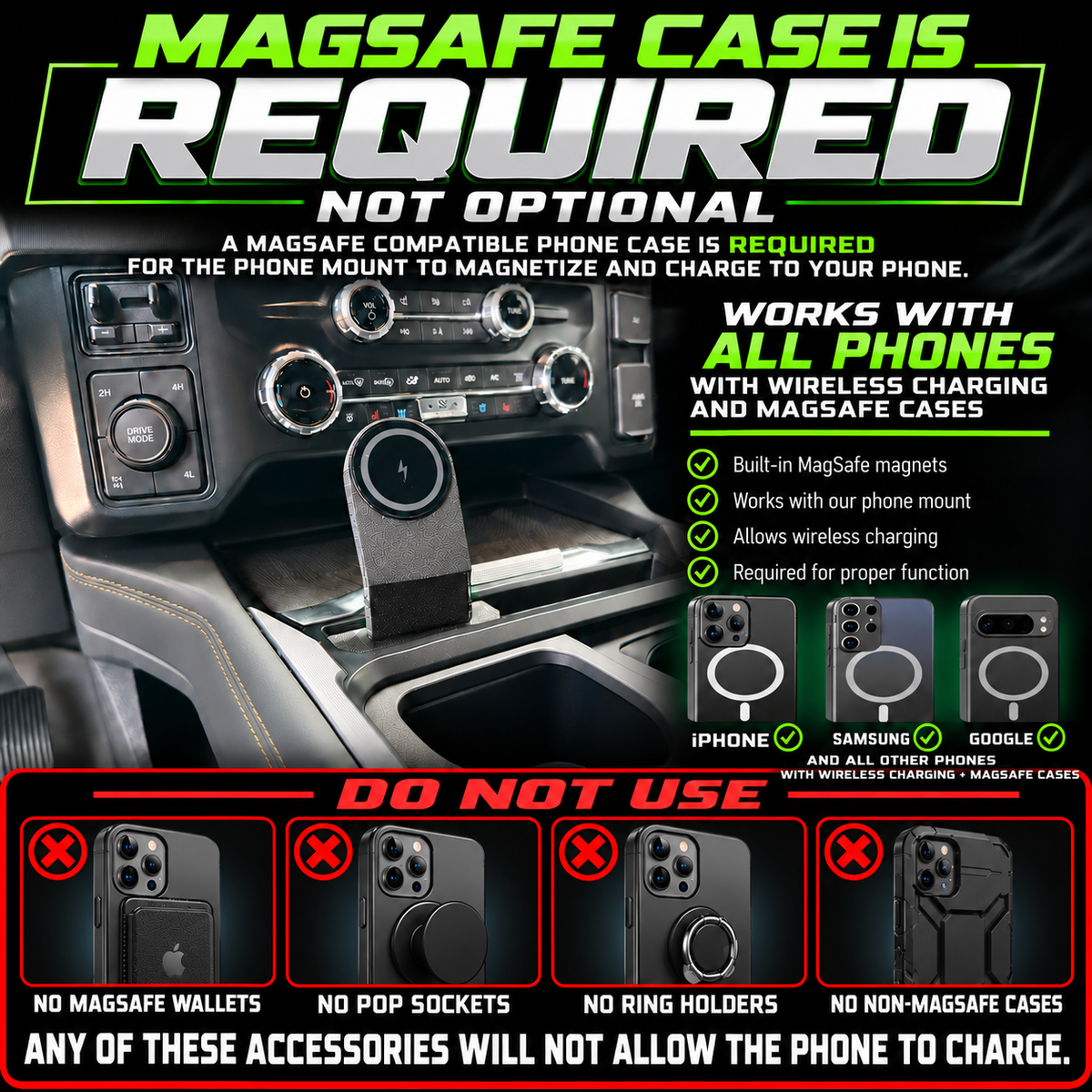 2021+ F150 Qi2 Mag Safe Wireless Charging Slim Mount