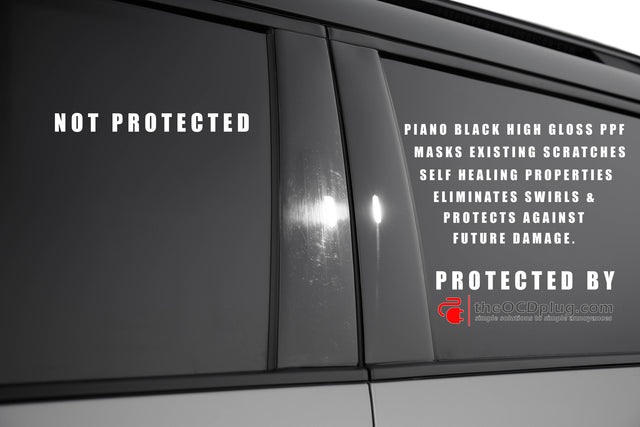 2020-2025 Lincoln Corsair | B/C Pillar 6PC | Gloss Black PPF/Vinyl | Pillar Protector/Overlay Kit