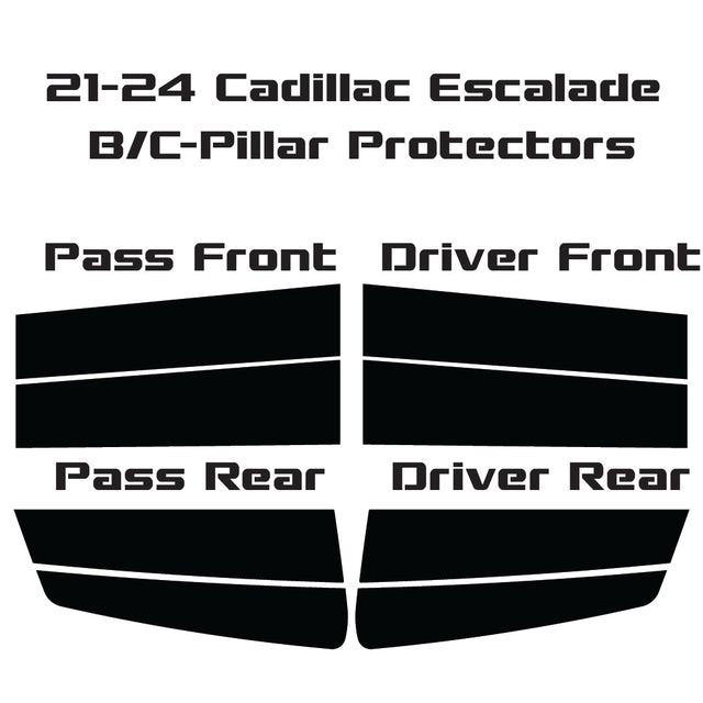 2021-2024 Cadillac Escalade | 8 Piece (B and C Pillars) | Gloss Black PPF | Pillar Protector Kit