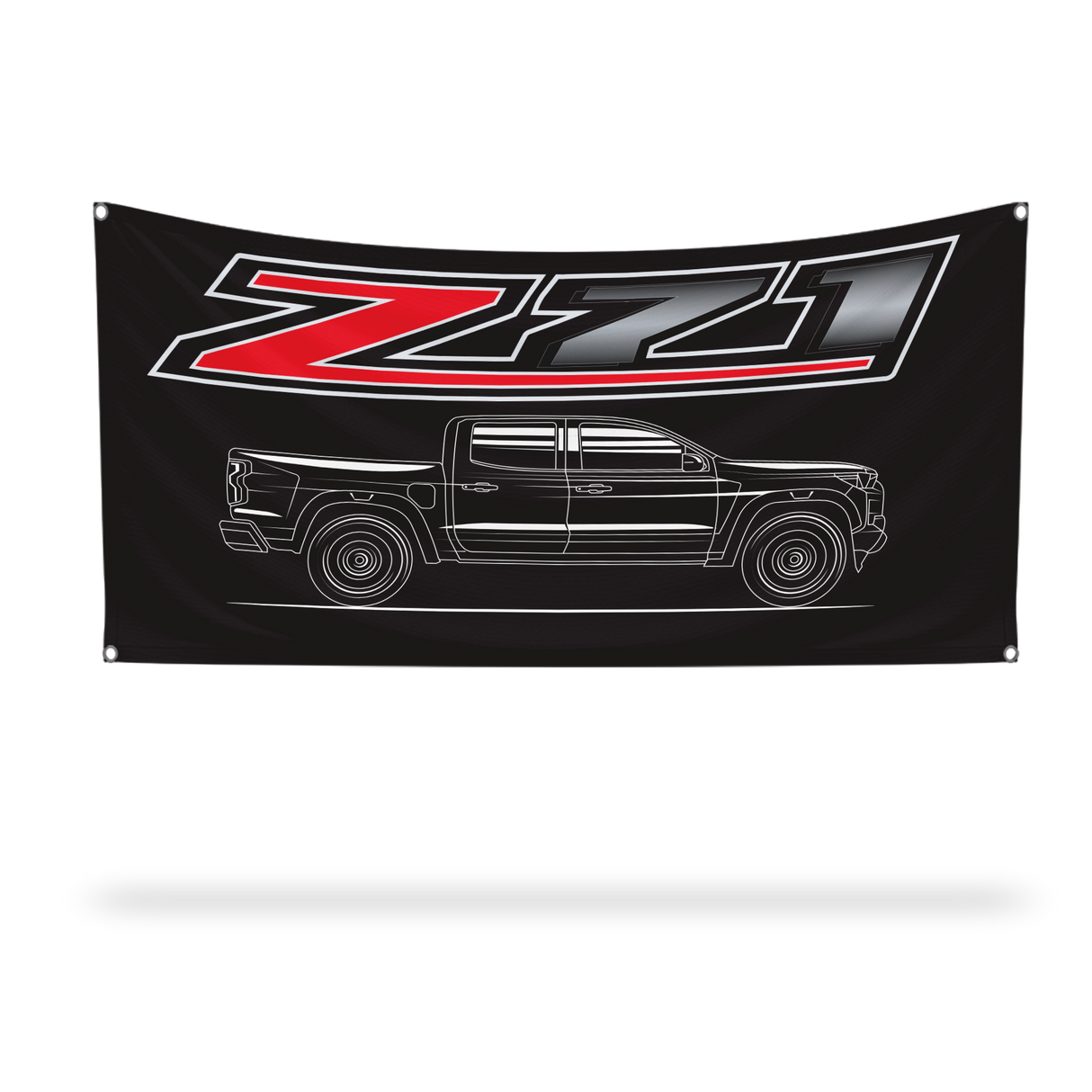 Chevrolet Colorado | Z71 - White Profile on Black |Vinyl Banner | Multiple Sizes | Hemmed and Grommeted