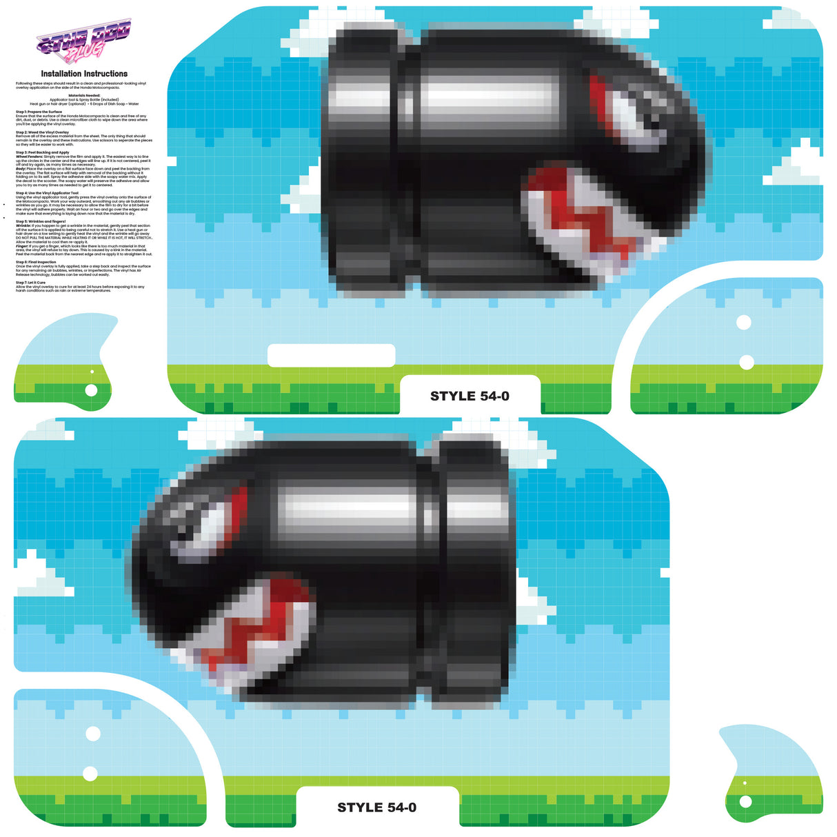 Honda Motocompacto Skin | Graphic Overlay | 8-Bit Bullet Bill