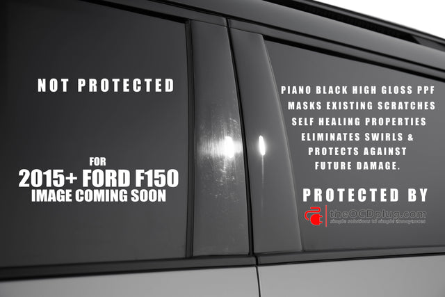 2015-2023+ Ford F-Series Truck | 4 Piece w/Driver Keypad Cutout | Gloss Black PPF/Vinyl | Pillar Protector/Overlay Kit