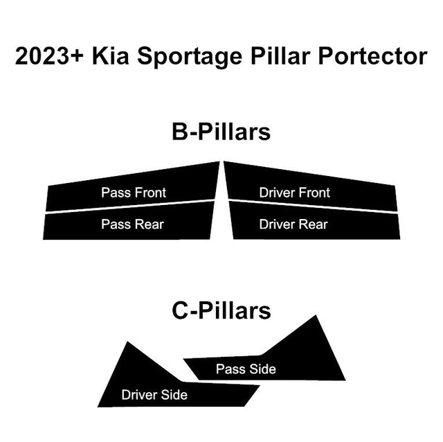 2023+ Kia Sportage | 6 Piece (B and C Pillars)| Gloss Black PPF | Pillar Protector Kit